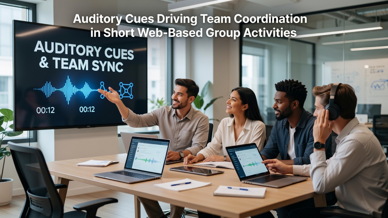 Team members using audio signals during a short web-based coordination task on a shared digital platform