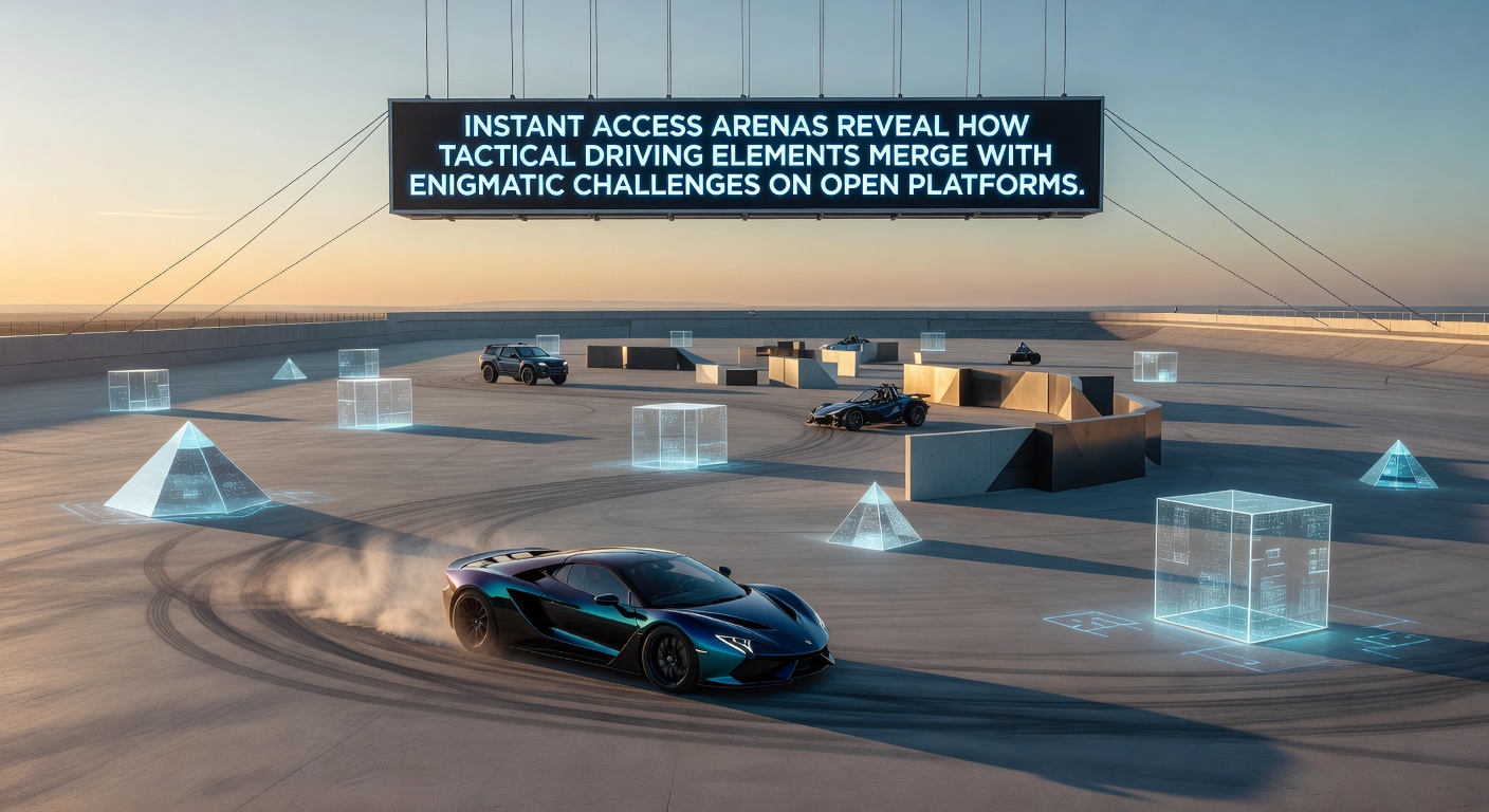 Browser-based arena showing tactical driving paths intertwined with puzzle challenges