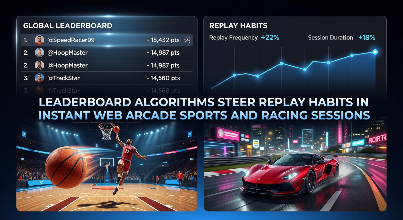 Leaderboard interface displaying real-time rankings for web arcade racing and sports sessions