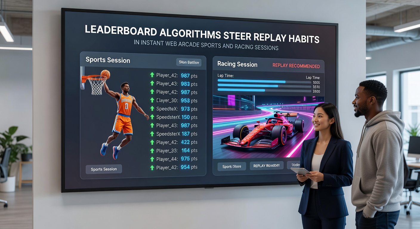 Player statistics dashboard showing replay frequency trends in arcade sports and racing browser games