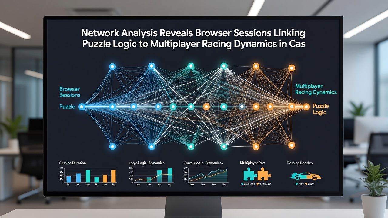 Graph illustrating data flows between puzzle logic nodes and multiplayer racing interactions in web-based casual sports games