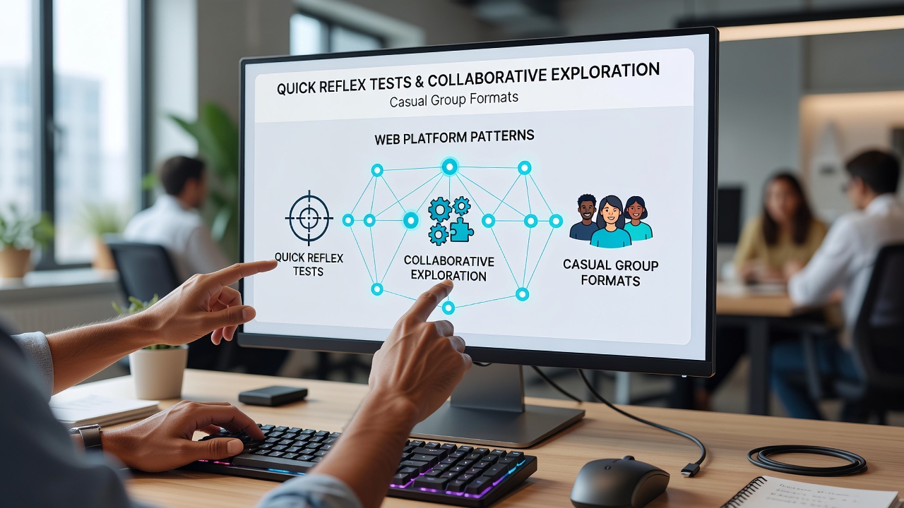 Screenshot of a group interface displaying combined reflex test results feeding into a shared exploration map